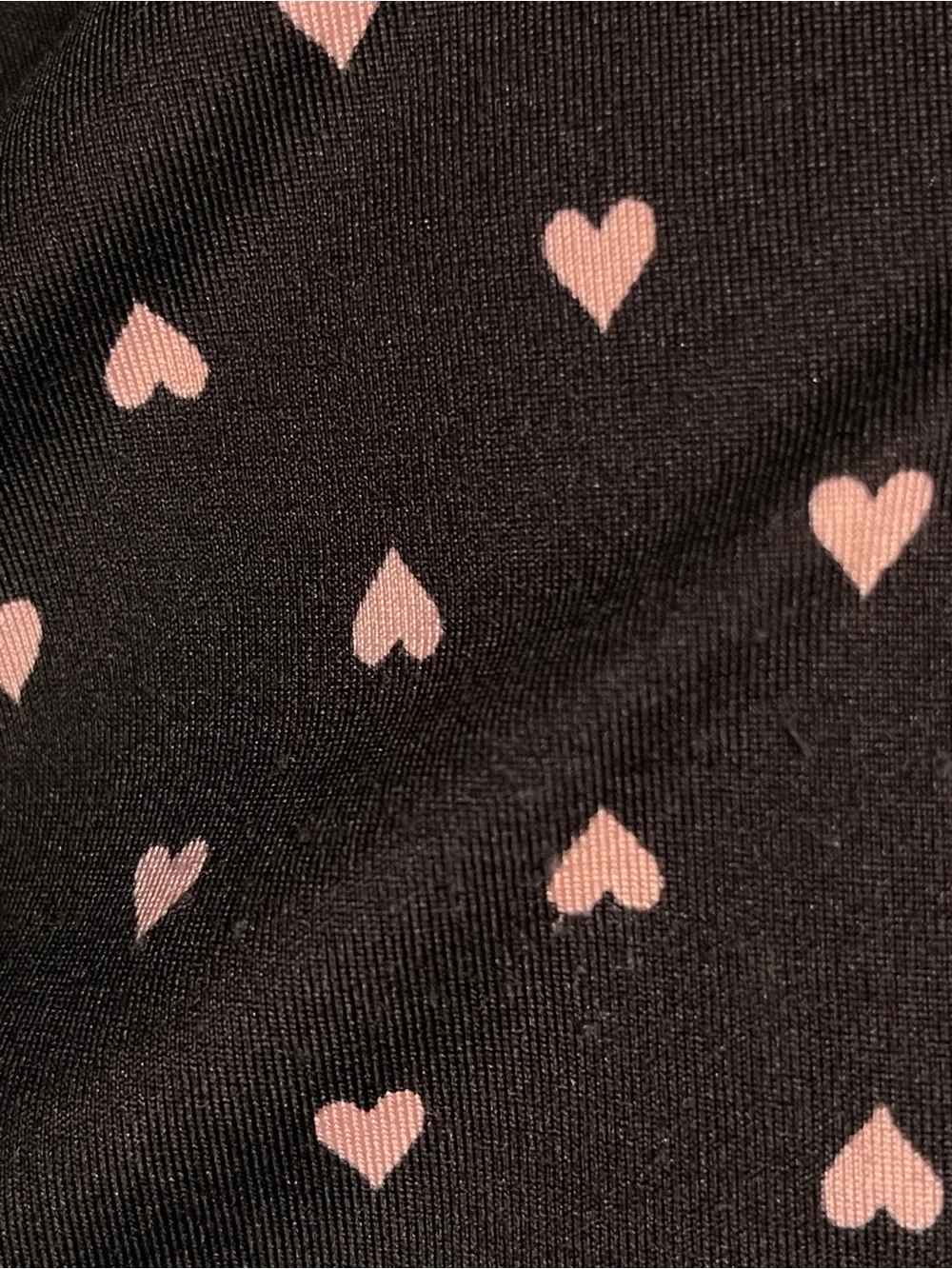 3x Black Slip Nightdress with Pink Hearts, Sheer Upper w/Lace Trim, Stretchy